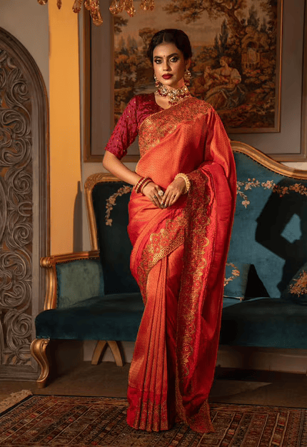 Saree orange Color